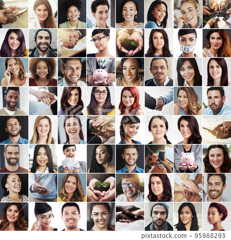 The world is full of smiles. Composite image of a diverse group of smiling people. The world is full of smiles. Composite image of a diverse group of smiling people. 95988293