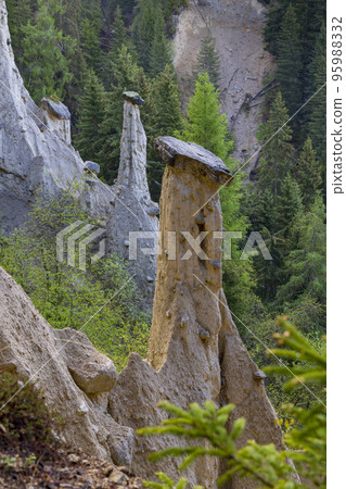 Earth pyramids of Platten (Erdpyramiden - Piramidi di Plata) near Percha and Bruneck,  South Tyrol, Italy 95988332