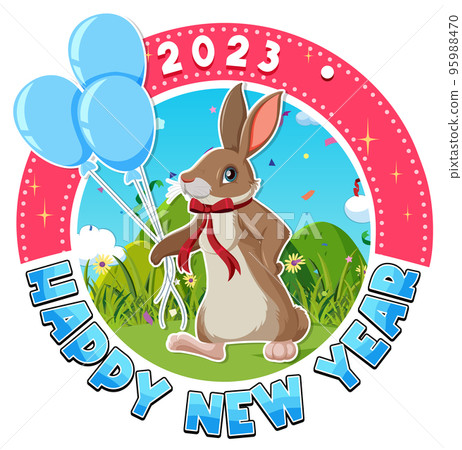 Happy New Year 2023 with cute rabbit 95988470