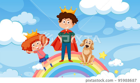 Children on rainbow in the sky Children on rainbow in the sky 95988687