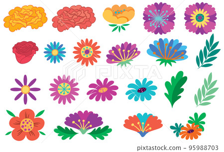 Set of colorful flowers in flat style 95988703