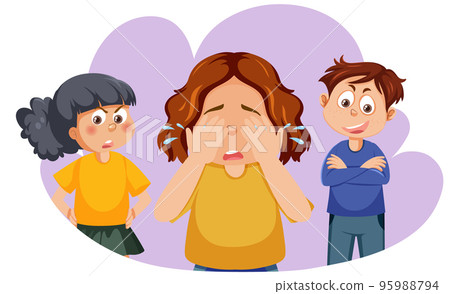 Kids teasing and bullying girl 95988794