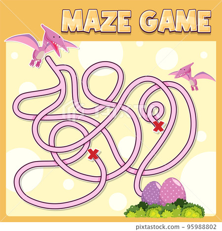 Maze game template in dinosaur theme for kids 95988802