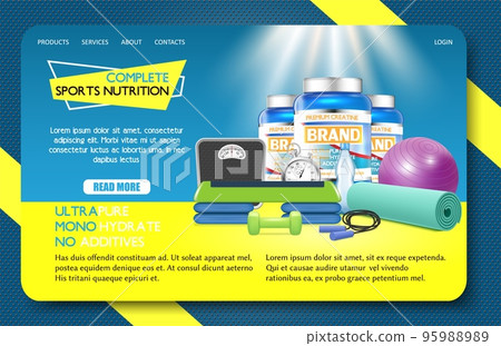 Sports nutrition landing page website vector template 95988989