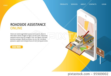 Online roadside assistance landing page website vector template Online roadside assistance landing page website vector template 95989002