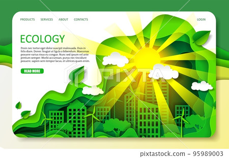 Vector paper cut ecology landing page website template Vector paper cut ecology landing page website template 95989003