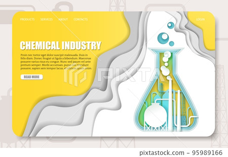 Vector paper cut chemical industry landing page website template Vector paper cut chemical industry landing page website template 95989166