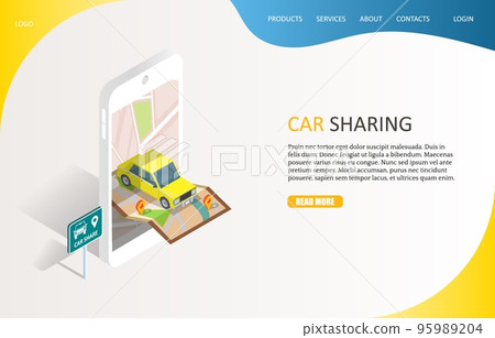 Car sharing service landing page website vector template 95989204