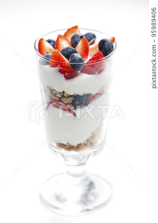 muesli with white yogurt and fruit muesli with white yogurt and fruit 95989406