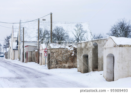 wine cellars in winter, Satov, Czech Republic 95989493