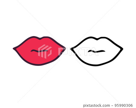 Mouth or lips in cartoon and outline style isolated on white background 95990306