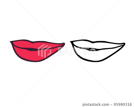 Mouth or lips in cartoon and outline style isolated on white background Mouth or lips in cartoon and outline style isolated on white background 95990316