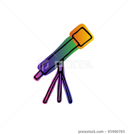 Doodle telescopes image. Neon Color scope sign 95990765