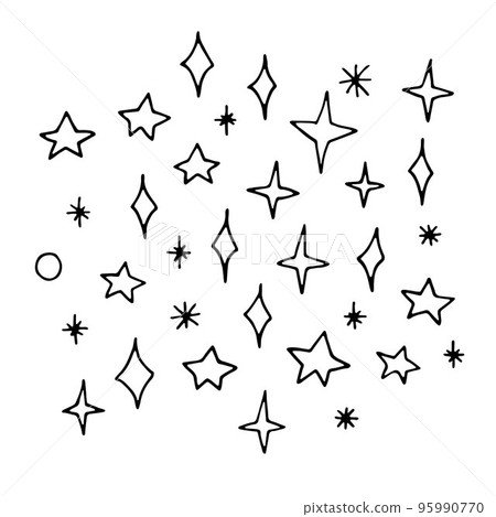 Line doodle Space set. Hand drawn star Line doodle Space set. Hand drawn star 95990770