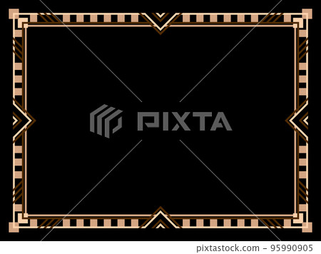 Art deco frame. Vintage linear border. Design a - Stock