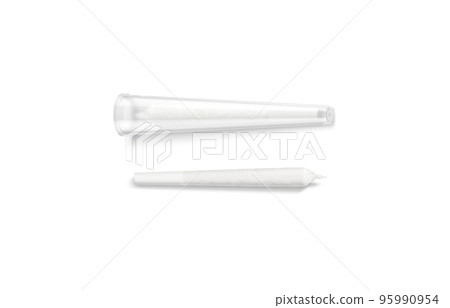 Blank white weed joint with plastic tube pack mockup, isolated Blank white weed joint with plastic tube pack mockup, isolated 95990954