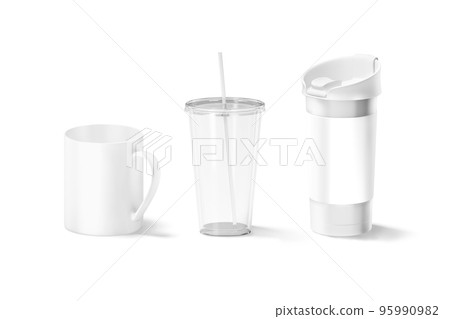 Blank white drink containers mockup, isolated 95990982
