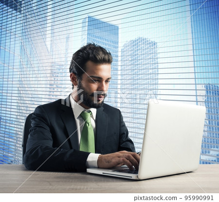 Businessman work with laptop Businessman work with laptop 95990991