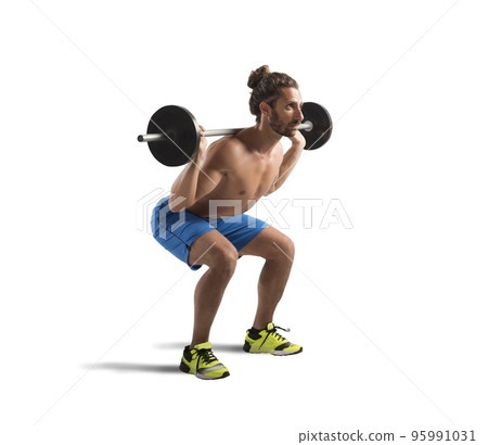 Workout with barbell Workout with barbell 95991031