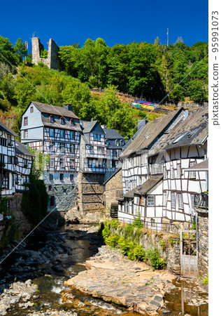 Traditional architecture of Monschau in North Rhine-Westphalia, Germany 95991073