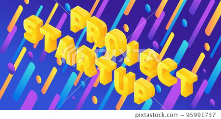 Isometry dynamic bright design with volumetric letters, 3D fonts, startup project, vector illustration for isometric 95991737