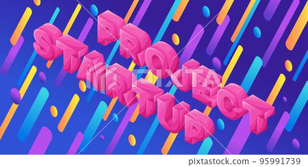 Isometry dynamic bright design with volumetric letters, startup project, vector illustration for isometric 95991739