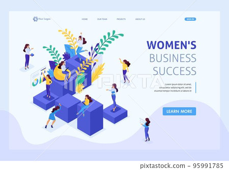 Isometric concept career ladder for women, success in big business. Business lady succeeds. Website Template Landing page Isometric concept career ladder for women, success in big business. Business lady succeeds. Website Template Landing page 95991785