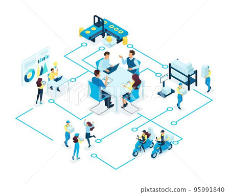 Isometric concept of big business, holding. Collaboration, meeting, production management. Concept for web design 95991840
