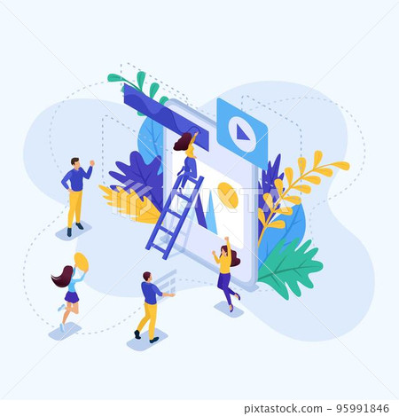Isometric concept teamwork of a big team on a project. Concept for web design Isometric concept teamwork of a big team on a project. Concept for web design 95991846