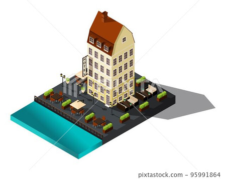 Isometric icon, 3d ancient house by the sea, hotel, Denmark, Copenhagen, Paris, historical city center, old building for vector illustrations Isometric icon, 3d ancient house by the sea, hotel, Denmark, Copenhagen, Paris, historical city center, old building for vector illustrations 95991864