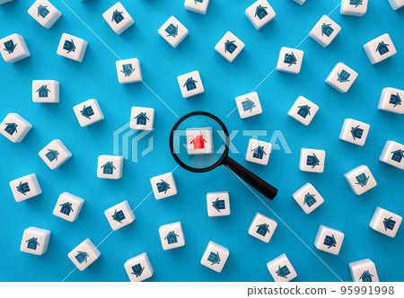 Find the home you are looking for. Home selection buy concept. Overview of offers on real estate market. Suitable housing that meets all requirements. Proposition evaluation. Property valuation 95991998