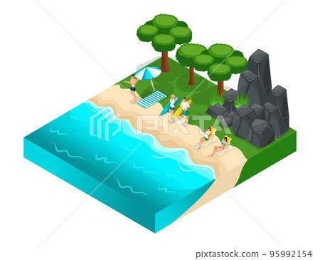 Isometrics outdoor recreation, rock, mountains, stones, grass, young people relax teenagers, river, beach, summer clothes Isometrics outdoor recreation, rock, mountains, stones, grass, young people relax teenagers, river, beach, summer clothes 95992154