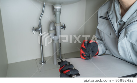 Plumbing repair/survey/estimate under the washbasin image Plumbing repair/survey/estimate under the washbasin image 95992482