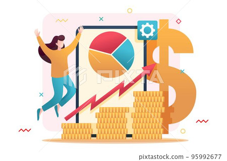 Online investment management, investors invest in stocks and online assets. Flat 2D character. Concept for web design Online investment management, investors invest in stocks and online assets. Flat 2D character. Concept for web design 95992677