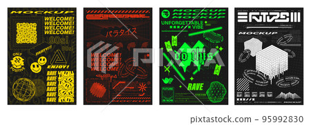 Template posters in a retro futuristic style 95992830