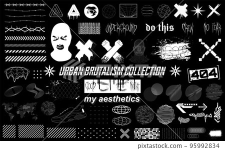 Acid graphic set, trendy urban elements, brutalism graphic shapes Acid graphic set, trendy urban elements, brutalism graphic shapes 95992834