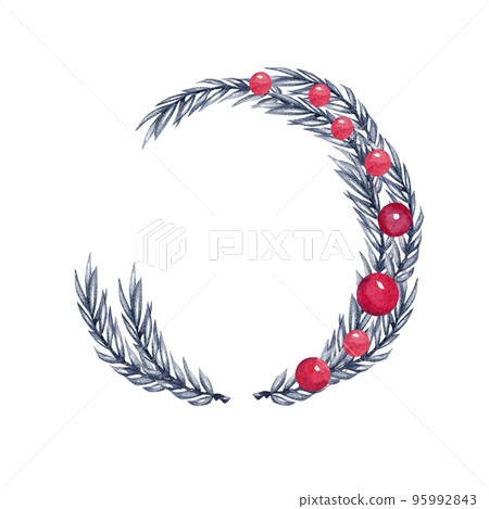 Christmas wreath. Watercolor isolated illustration for your holiday design Christmas wreath. Watercolor isolated illustration for your holiday design 95992843
