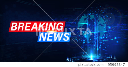 Modern Futuristic template breaking news with hologram 3D Earth Globe 95992847