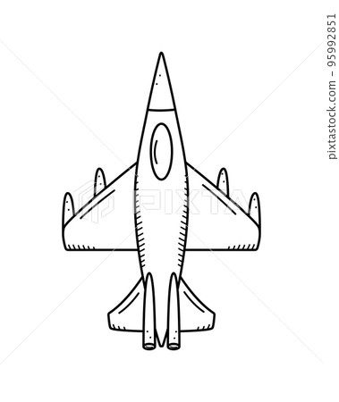 Military fighter plane, vector doodle icon. Vector illustration of war aviation equipment. Isolate on white. Military fighter plane, vector doodle icon. Vector illustration of war aviation equipment. Isolate on white. 95992851