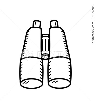 Binoculars icon vector doodle. Optical magnification device, tourist or military binoculars. Isolate on white. 95992852