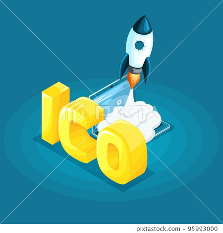 Isometric concept of the blockchain infographic, cryptocurrency mining, ico startup project vector illustration 95993000