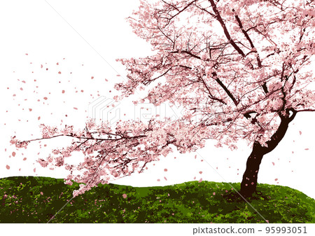 A modern Japanese atmosphere created by a dynamic single cherry tree and falling snowflakes A modern Japanese atmosphere created by a dynamic single cherry tree and falling snowflakes 95993051