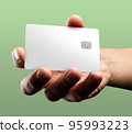 Man's hand holding credit card. 95993223