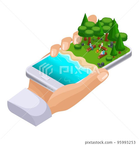 Isometric concept of outdoor recreation, shore of the lake, friends vacation on weekends, bbq, nature, forest, bonfire Isometric concept of outdoor recreation, shore of the lake, friends vacation on weekends, bbq, nature, forest, bonfire 95993253