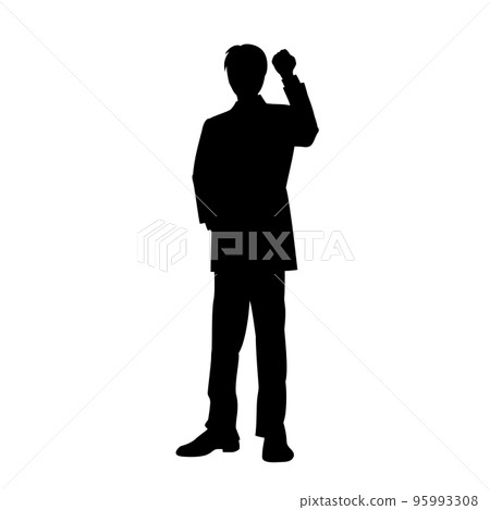 Silhouette of a businessman doing a guts pose Silhouette of a businessman doing a guts pose 95993308