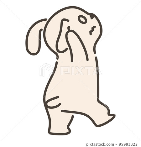 一隻兔子用白色的眼睛仰望天空的插圖 95993322