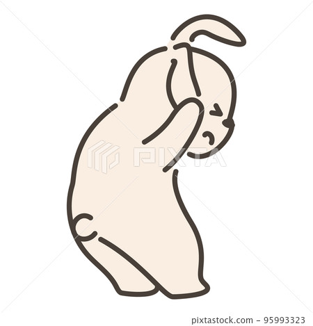 一隻兔子抱著它的頭的插圖 95993323