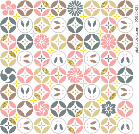 Seamless rabbit cloisonne pattern New Year's card 2023 Year of the Rabbit Seamless rabbit cloisonne pattern New Year's card 2023 Year of the Rabbit 95993425