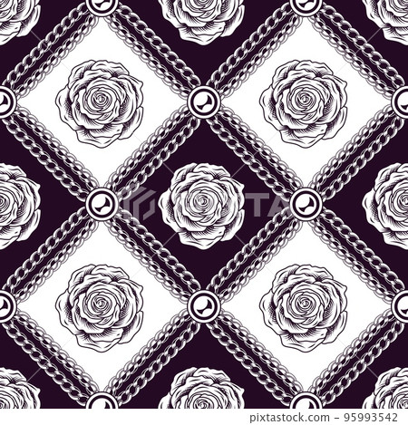 Staggered black and white pattern with roses Staggered black and white pattern with roses 95993542