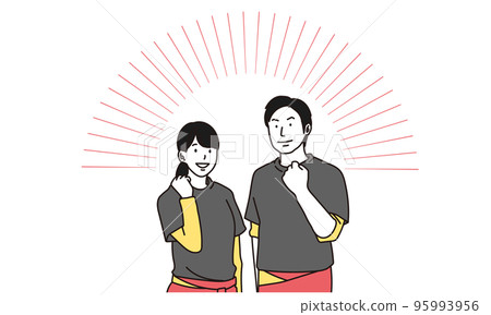 Men and women working at an izakaya 95993956